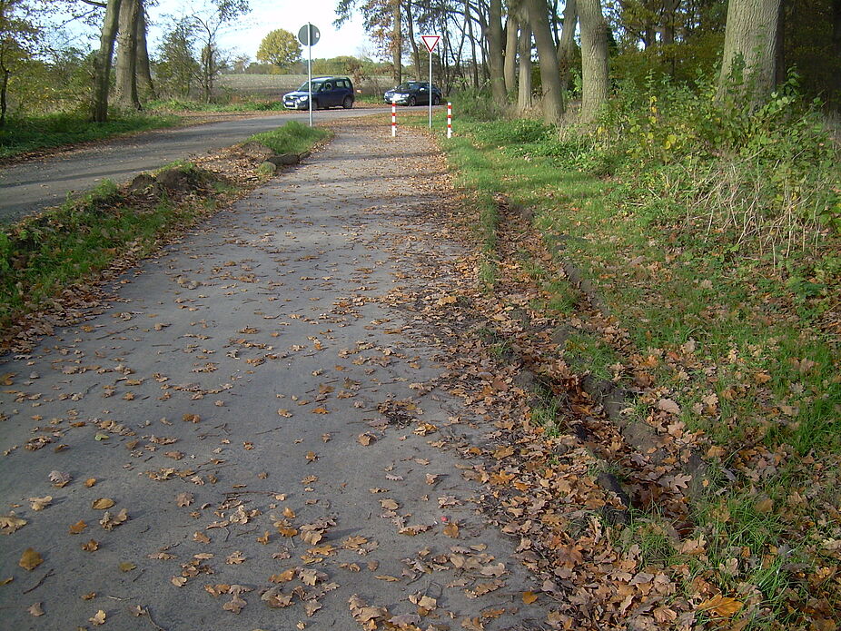 Autofahrer haben den Radweg durch Befahren beschädigt Autofahrer haben den Radweg durch Befahren beschädigt