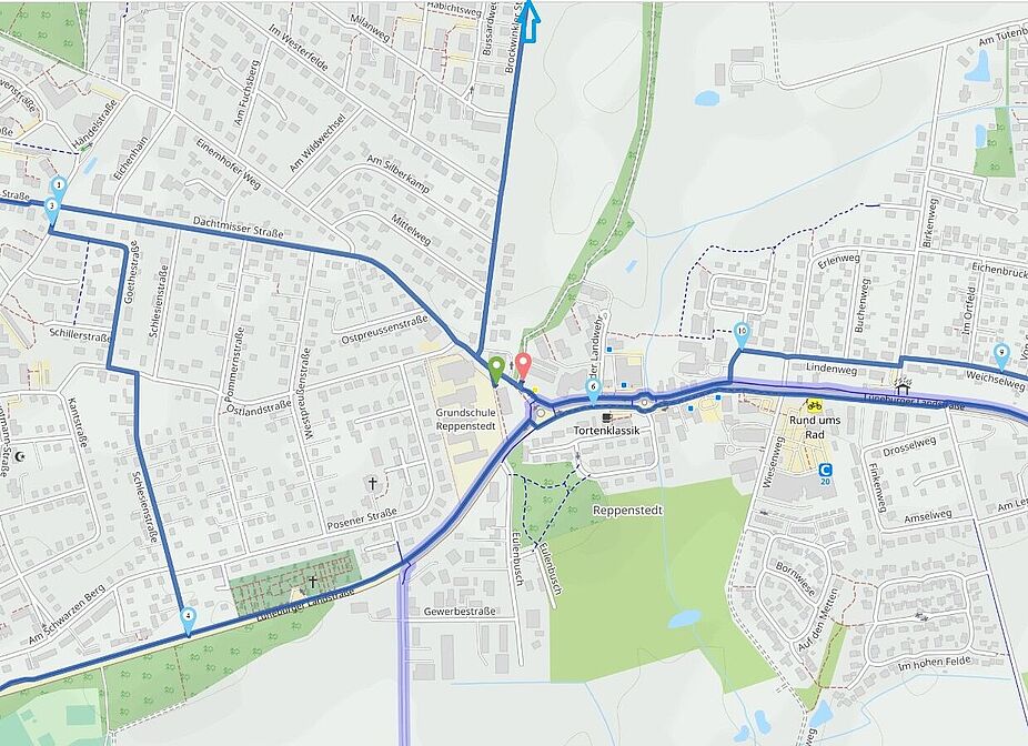 Routenplan der verkehrspolitischen Radtour