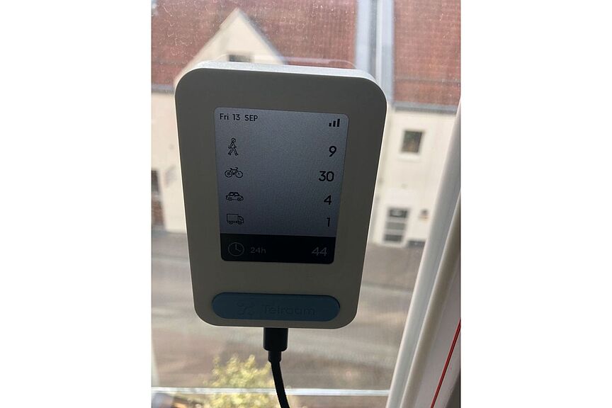 Telraam-Meßgerät im Einsatz Telraam-Meßgerät im Einsatz